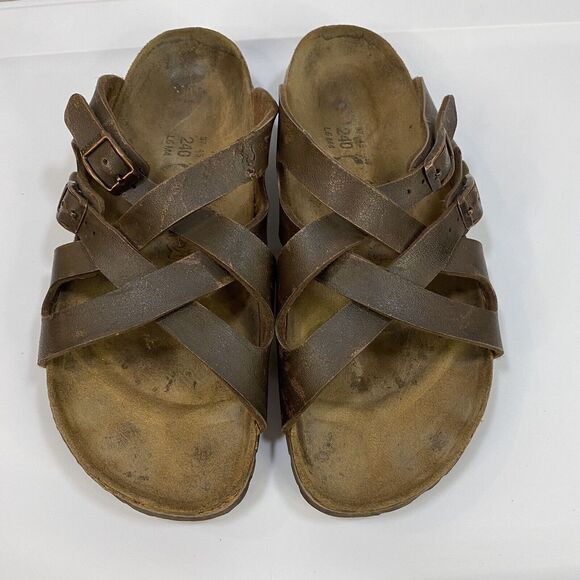 Birki's Birkenstock Sandals 37 US L6 Narrow‎ Mocha Calais Two Strap Sandals - Picture 4 of 13